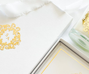 S&A White & Gold Bespoke Boxed Wedding Invitation